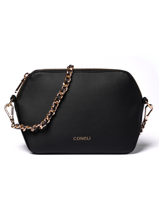 Coneli Fanny_small bag from cactus leather in color black with golden chan