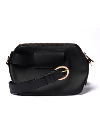 Coneli Fanny Pack or belt bag in color black_crafted from cactus leather_adaptable back_backside