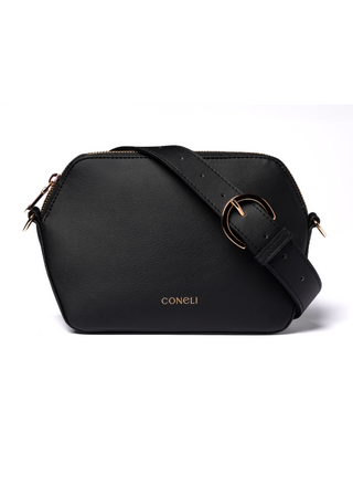 Coneli Fanny or belt bag from cactus leather_adaptable bag with 3 straps_crafted from cactus leather_color black