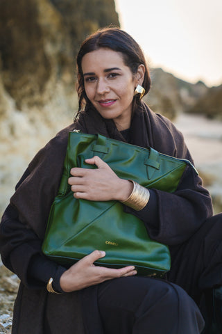 Three plant-based leather materials — corn, cactus, and olive leather — compared for a Coneli bag guide